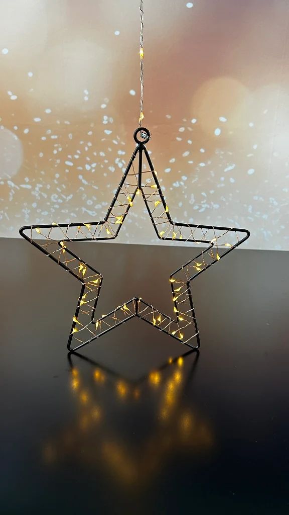 Deko Metallhänger Stern 40cm LED schwarz