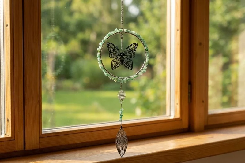 Deko Hänger Schmetterling im Ring mit Steinen