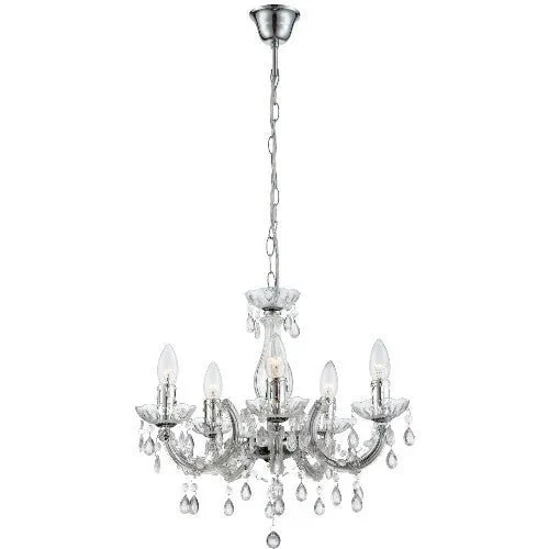 Kronleuchter chrom Ø46cm 5 flammig Kunststoff Cuimbra