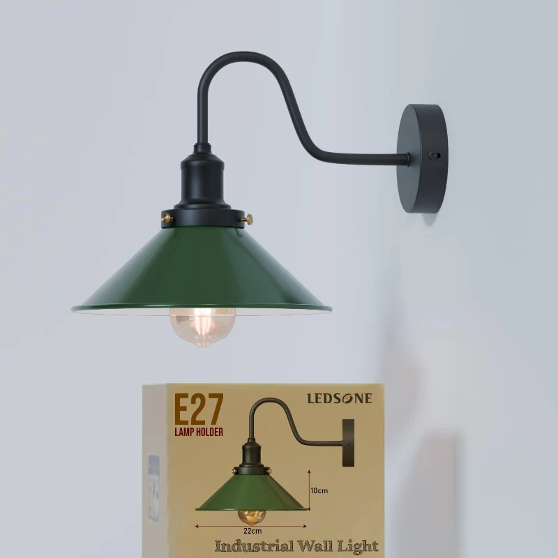 Retro Wandlampe mit Schwanenhals & Metall E27 ~1796