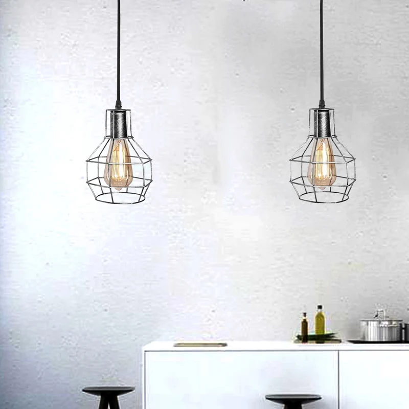Vintage Spinnenlampe Doppel-Pendelleuchte Käfigschirme~1794