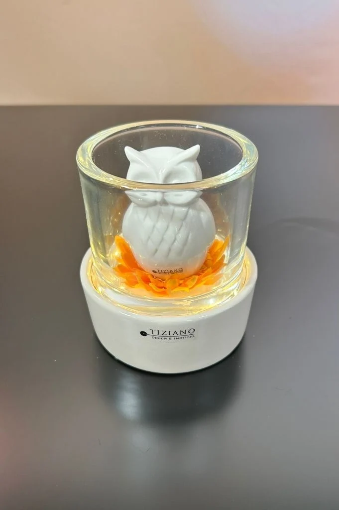 Dekoset Castello mit Eule Aurelia creme-weiß