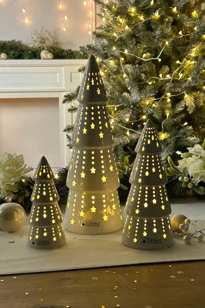 Dekobaum Calante LED creme-weiß
