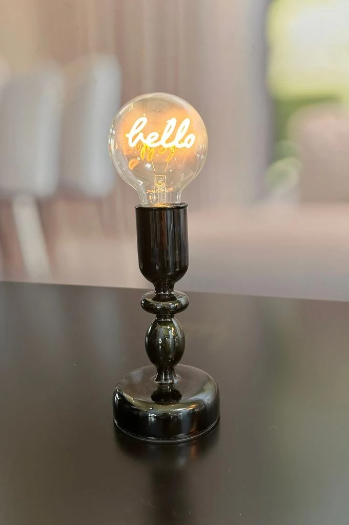 Dekolicht Savazza 27cm Glas schwarz Motiv Hello