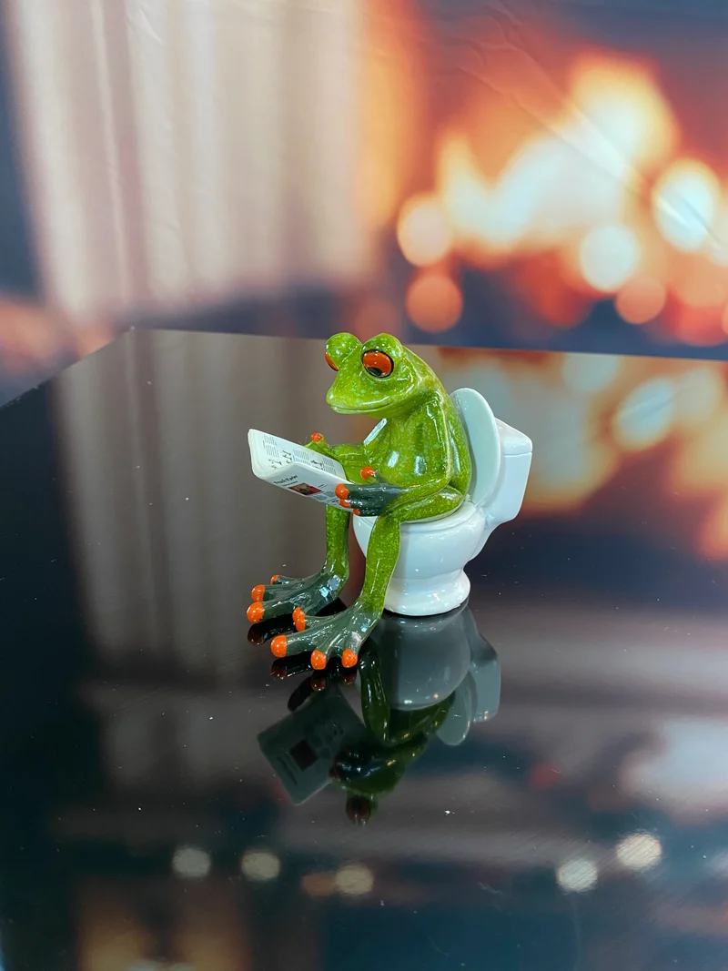 Geschenkbox Dekobox Frosch sitzend auf Toilette grün