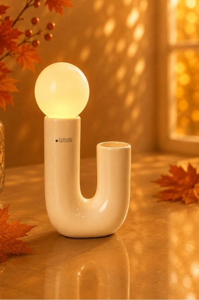 Lampe Fiorello 22cm U-Form mit LED Birne creme-weiß