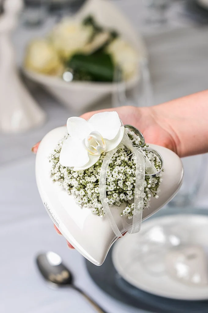Herzteelicht Amore flach 13,5cm mit Schrift "Von Herzen"