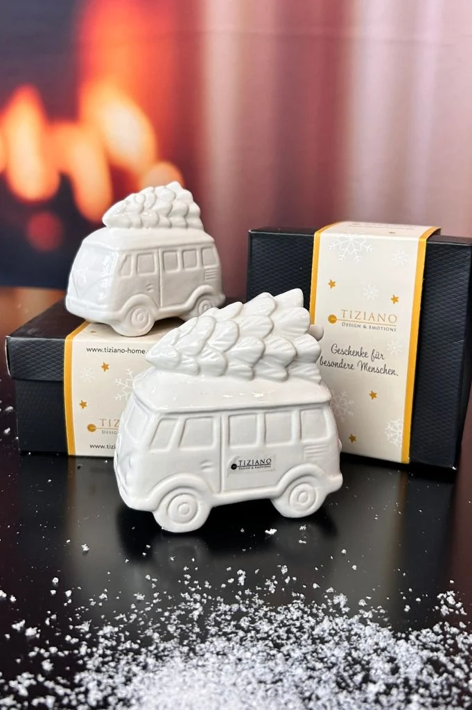 Deko Bus Caso mit Baum in Geschenkkarton