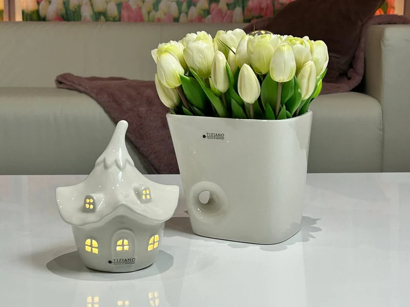 Deko Haus Bobelli creme-weiß LED