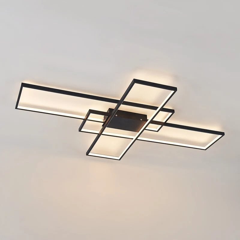 B-Ware Lindby Deckenleuchte Zimmerlampe LED Tetson dimmbar Schwarz Metall Beleuchtung