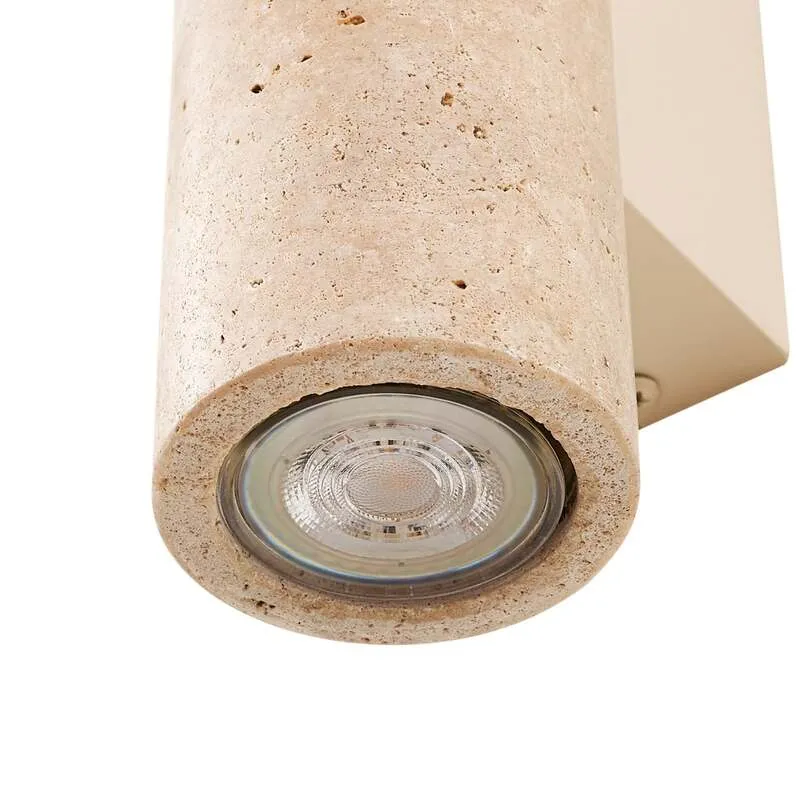 B-Ware Lucande Wandleuchte Tavira Travertin Beige Up Down dimmbar 7x23x11 cm