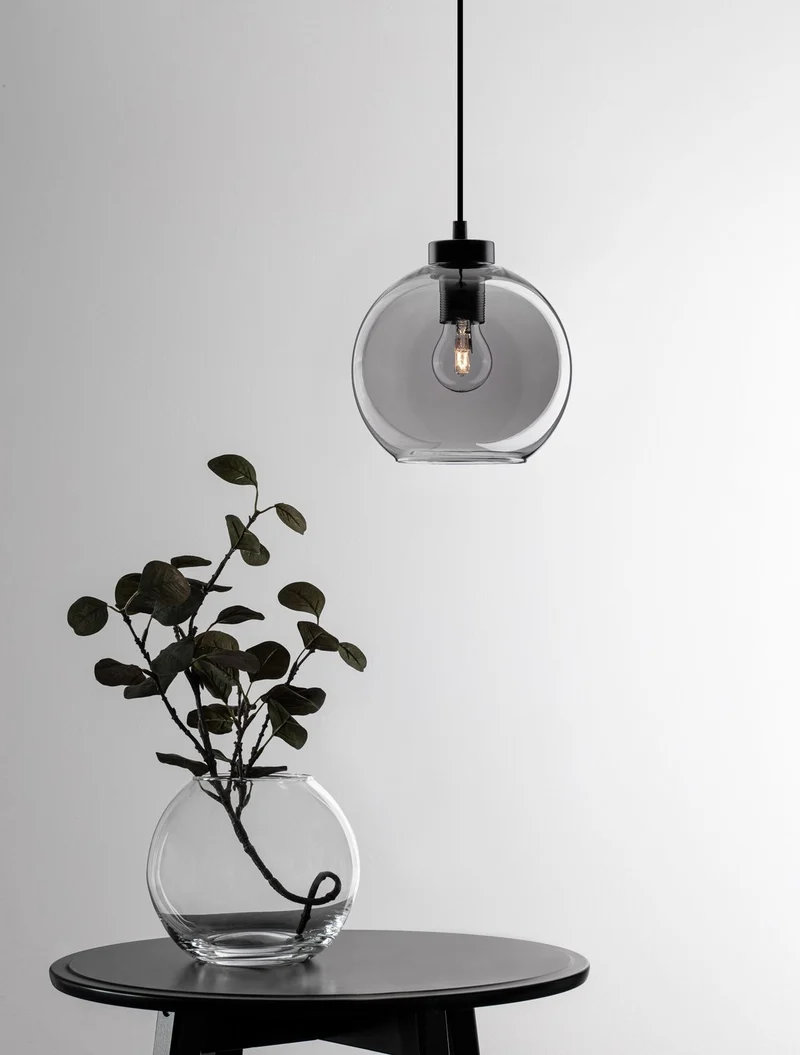 B-Ware Nova Luce Pendelleuchte Hängeleuchte PALMER E27 LED Schwarz dimmbar Glas Ø 20cm