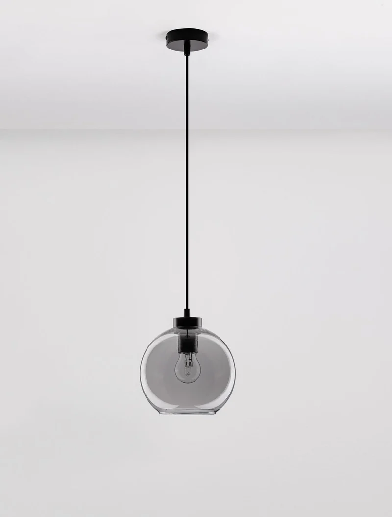 B-Ware Nova Luce Pendelleuchte Hängeleuchte PALMER E27 LED Schwarz dimmbar Glas Ø 20cm