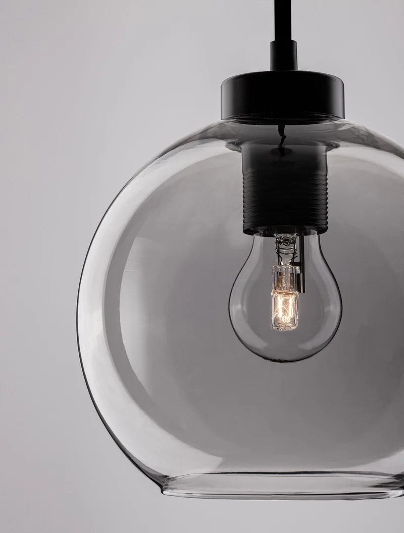 B-Ware Nova Luce Pendelleuchte Hängeleuchte PALMER E27 LED Schwarz dimmbar Glas Ø 20cm