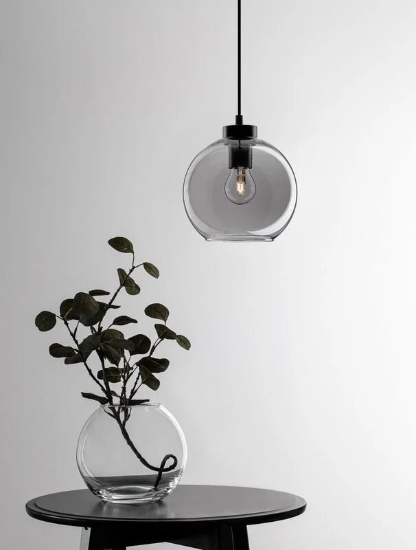 B-Ware Nova Luce Pendelleuchte Hängeleuchte PALMER E27 LED Schwarz dimmbar Glas Ø 20cm