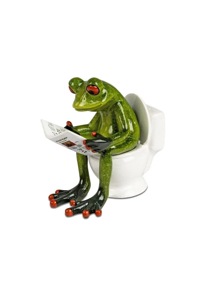 Deko Frosch Fridolin hellgrün mit Zeitung