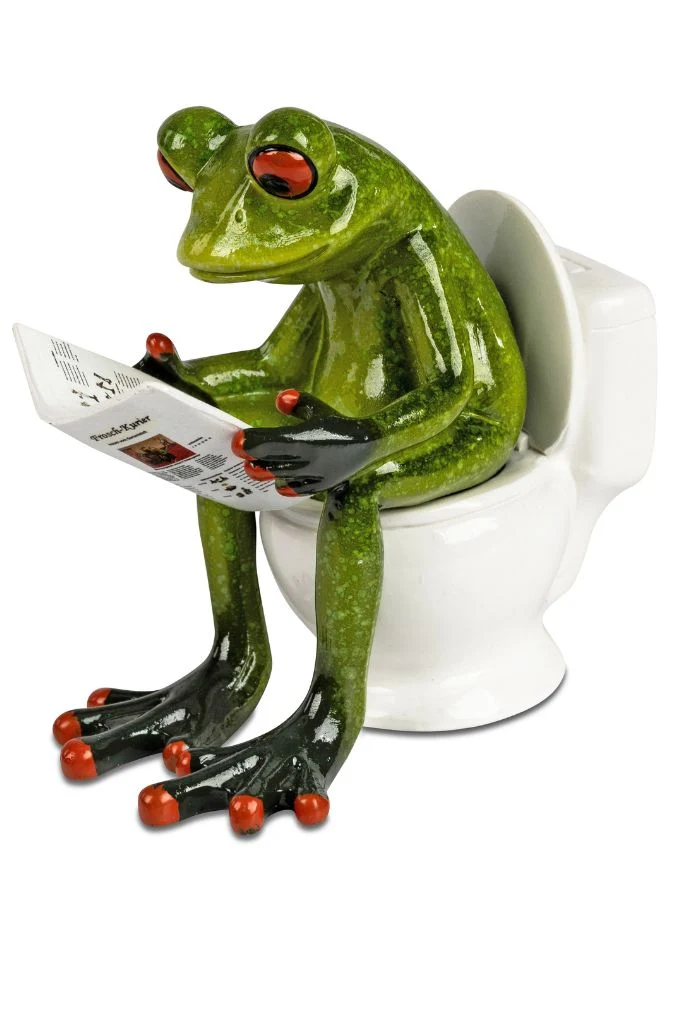 Deko Frosch Fridolin hellgrün mit Zeitung