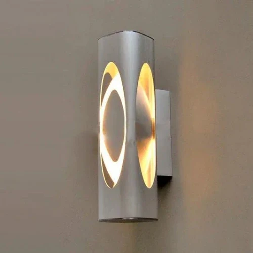 Indirekte Effekt Lampe Wandlampe Caiman – Aluminium gebürstet, Säulenform
