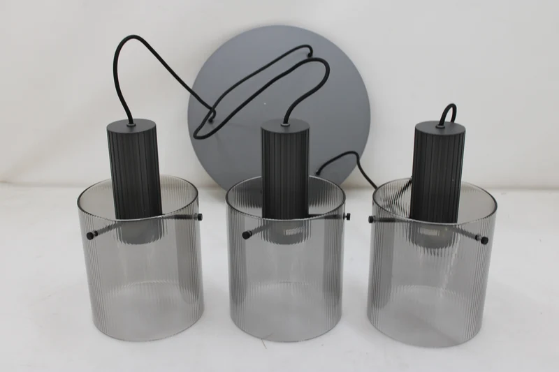 B-Ware Brilliant Riffelini Hängelampe Pendelleuchte Glas rauchgrau Designer Lampe