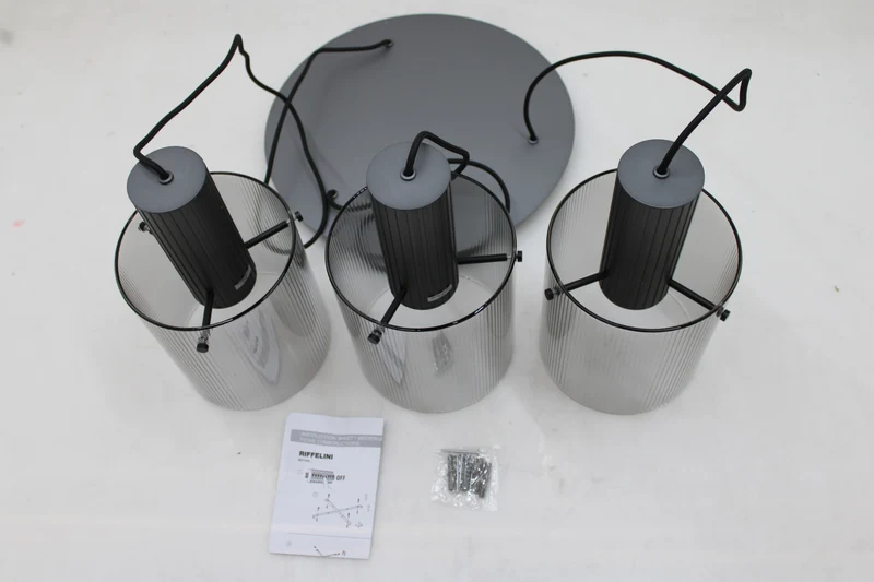 B-Ware Brilliant Riffelini Hängelampe Pendelleuchte Glas rauchgrau Designer Lampe