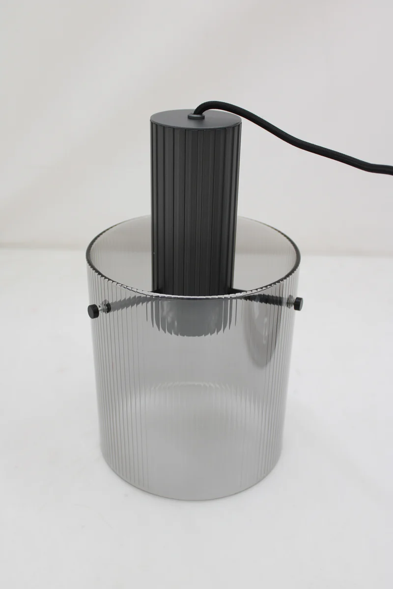 B-Ware Brilliant Riffelini Hängelampe Pendelleuchte Glas rauchgrau Designer Lampe
