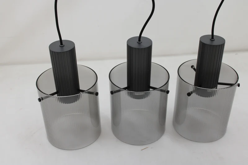 B-Ware Brilliant Riffelini Hängelampe Pendelleuchte Glas rauchgrau Designer Lampe