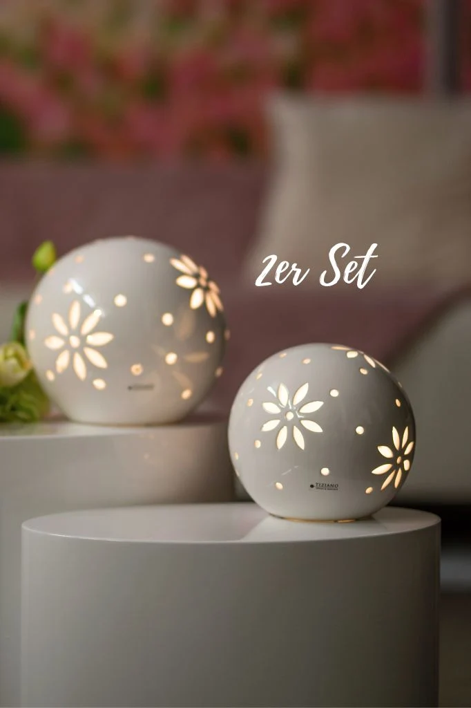 2er Set Lichtkugel Tadino 12cm LED creme-weiß