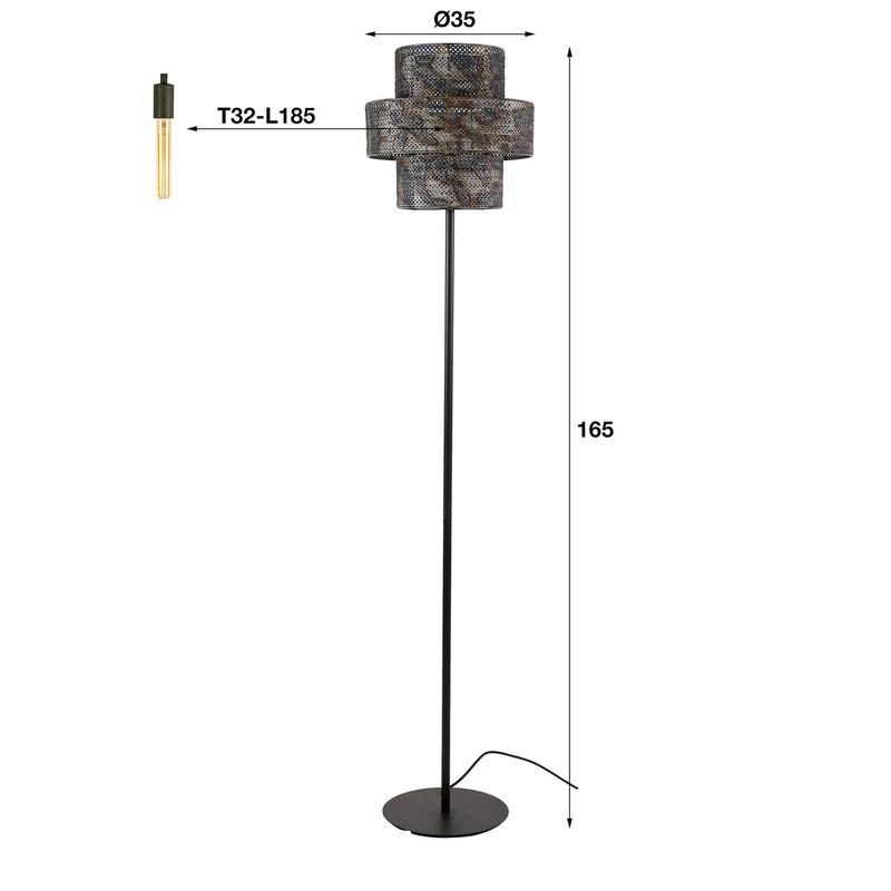 B-Ware Zijlstra Stehleuchte Lantern Stehlampe schwarz brüniert Metall Höhe 165 cm580