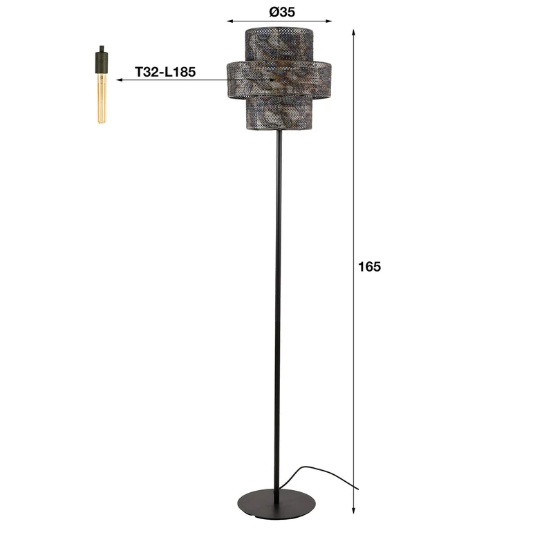 B-Ware Zijlstra Stehleuchte Lantern Stehlampe schwarz brüniert Metall Höhe 165 cm580