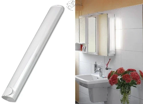 Spiegelleuchte Bad mit Steckdose & Schalter – 60 cm T5 Lichtleiste Badleuchte