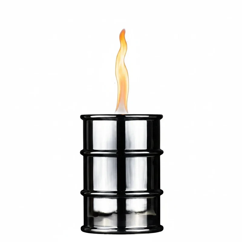 Öllampe Barrel Feuertonne Tischkamin rund für Brenngel Balkon Terrasse mobil