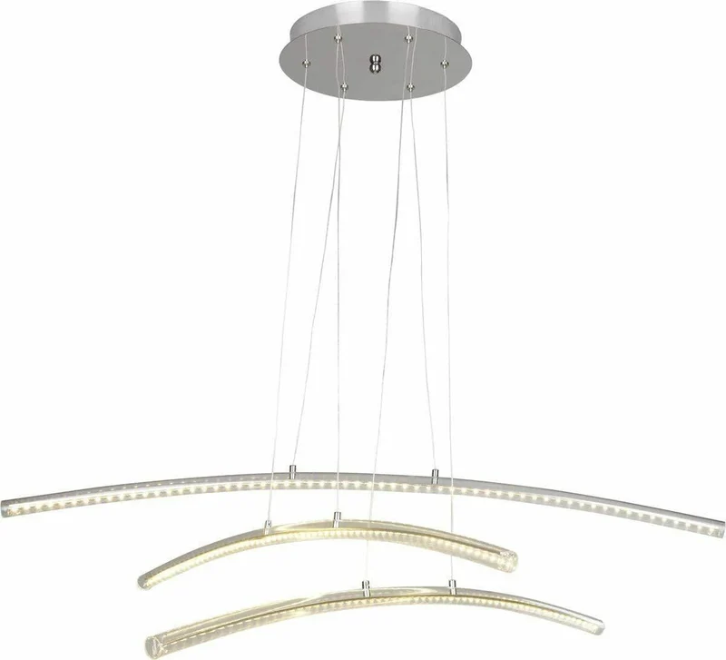 Stripe 43W LED Pendelleuchte Chrom – Design Balkenleuchte mit 3 Acryl-Stäben