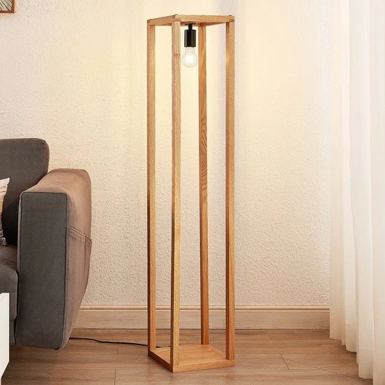 B-Ware Lucande Sedrik Stehleuchte Standlampe Wohnzimmer Kastenform Schwarz Modern