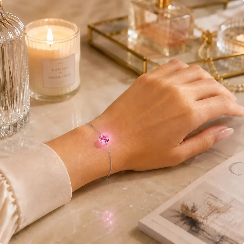 Armband LED Kristall Cube Pink Crystal mit Swarovski® Elements