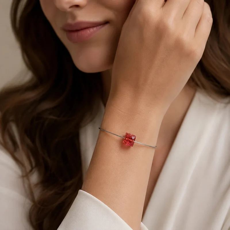 Armband LED Kristall Cube Rot mit Swarovski® Elements – Firejewel