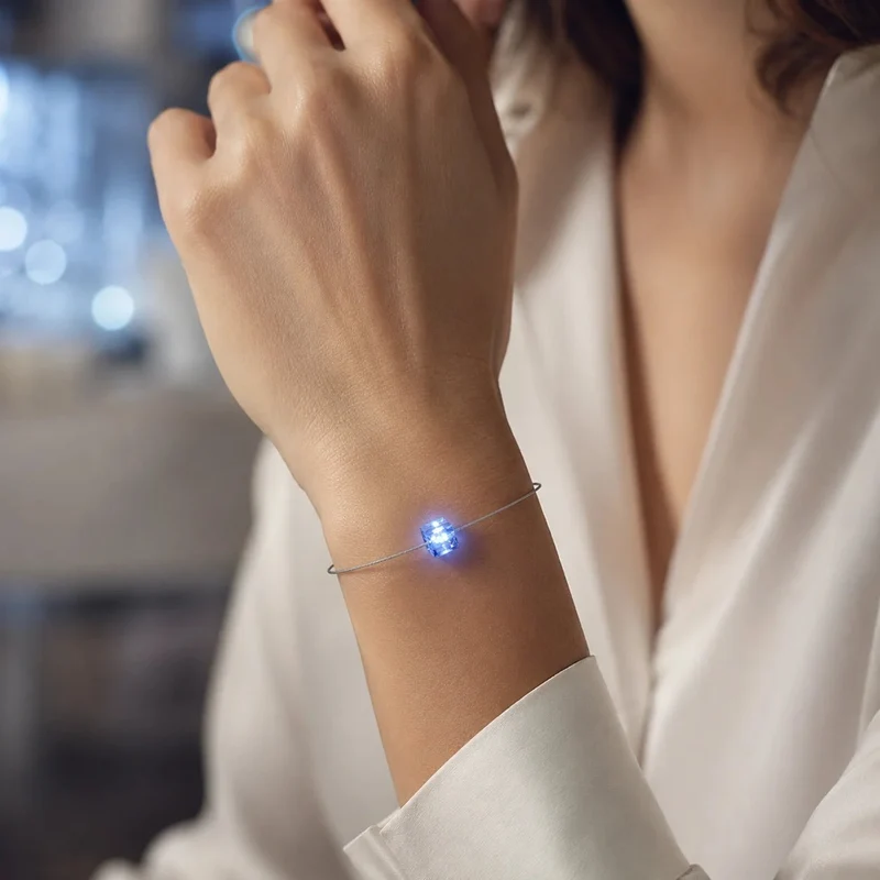 Armband LED Kristall Cube Blau mit Swarovski®- Elements