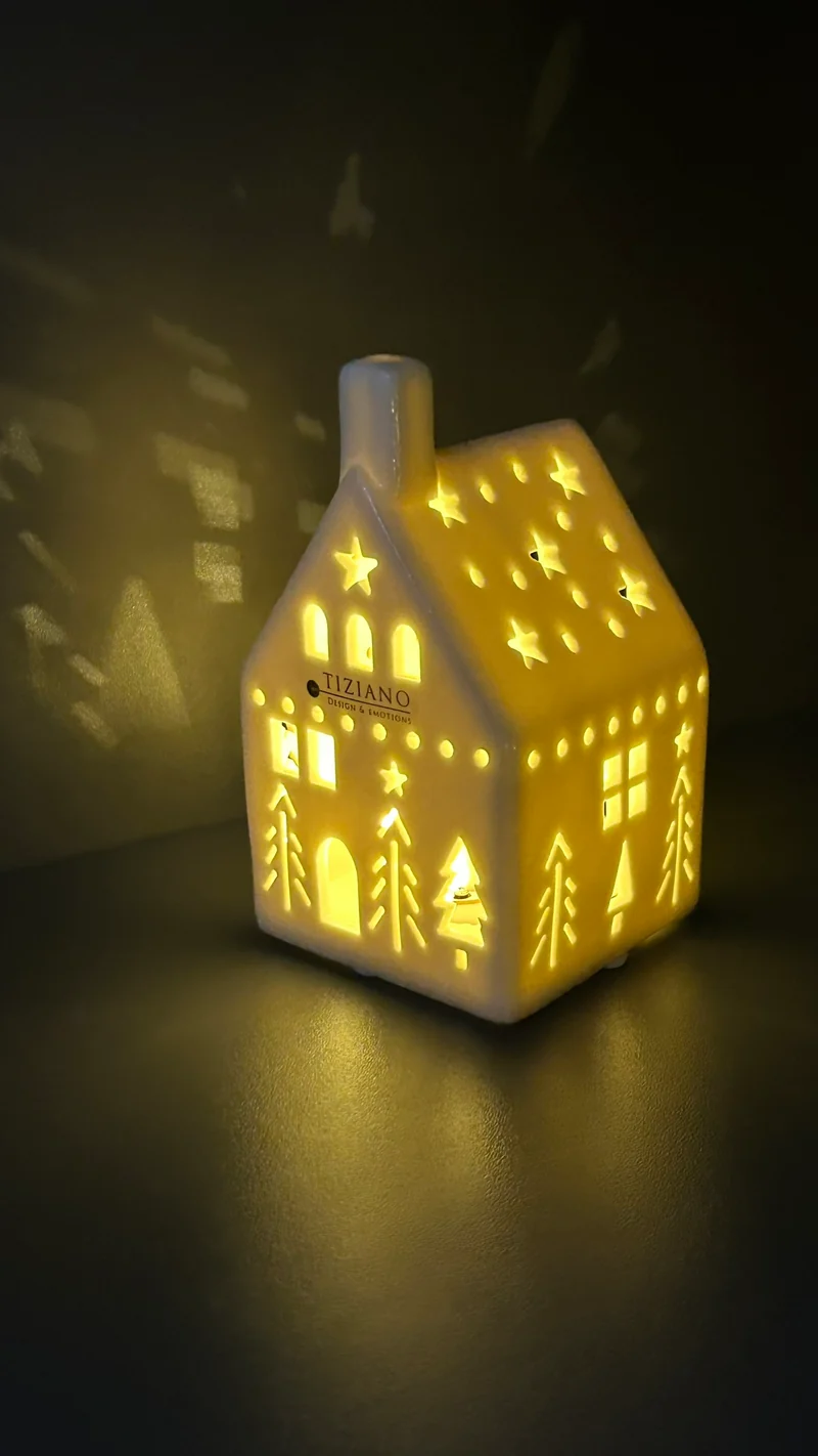 Deko Haus Ostia LED creme-weiß