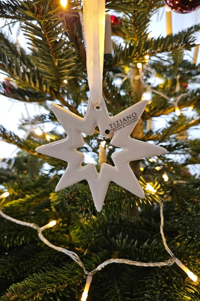 Hänger Stern Diamante creme-weiß