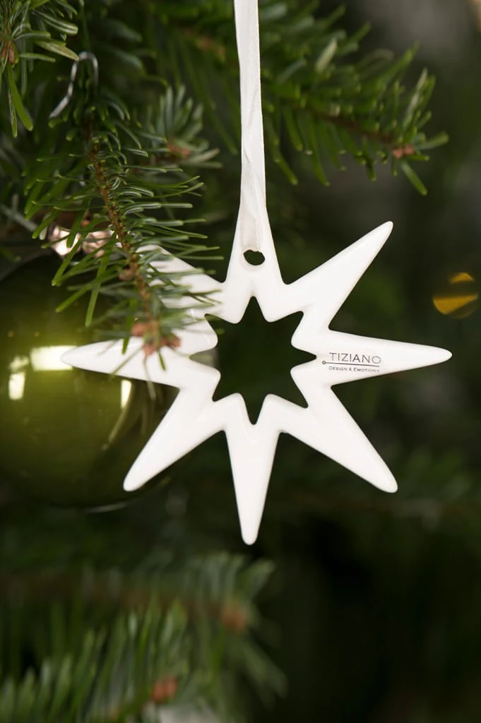 Hänger Stern Diamante creme-weiß