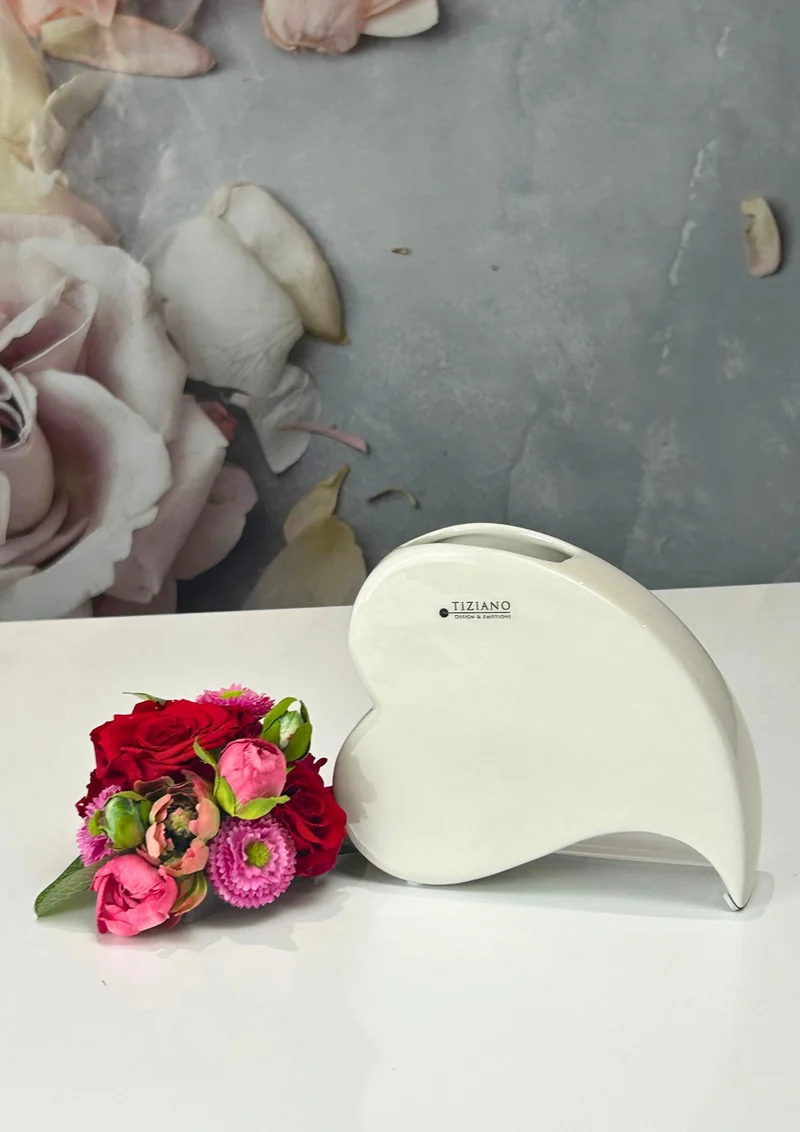 Herzvase Modena Amore creme-weiß
