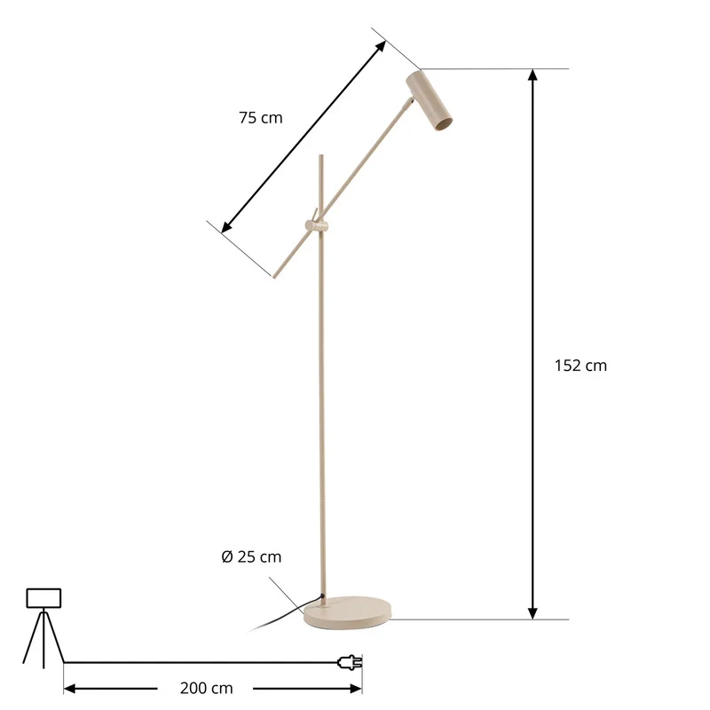 B-Ware Lindby Stehleuchte Vilo LED Lampe beweglich 153cm beige Metall für Wohnräume