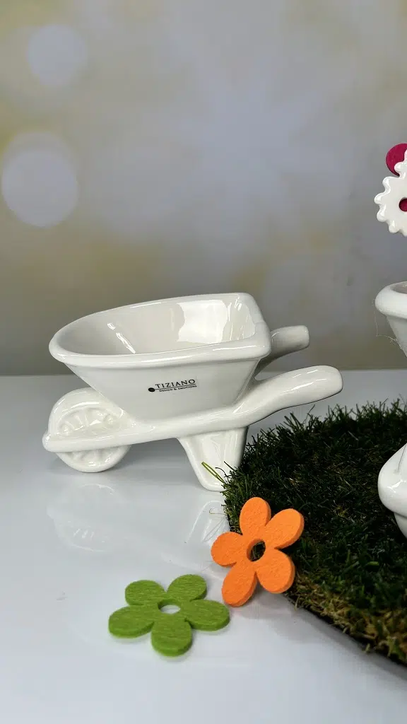 Schubkarre Deruta creme-weiß