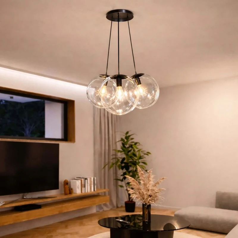 s.luce Orb Cluster Glas-Pendelleuchte 3-flammig 3x30cm