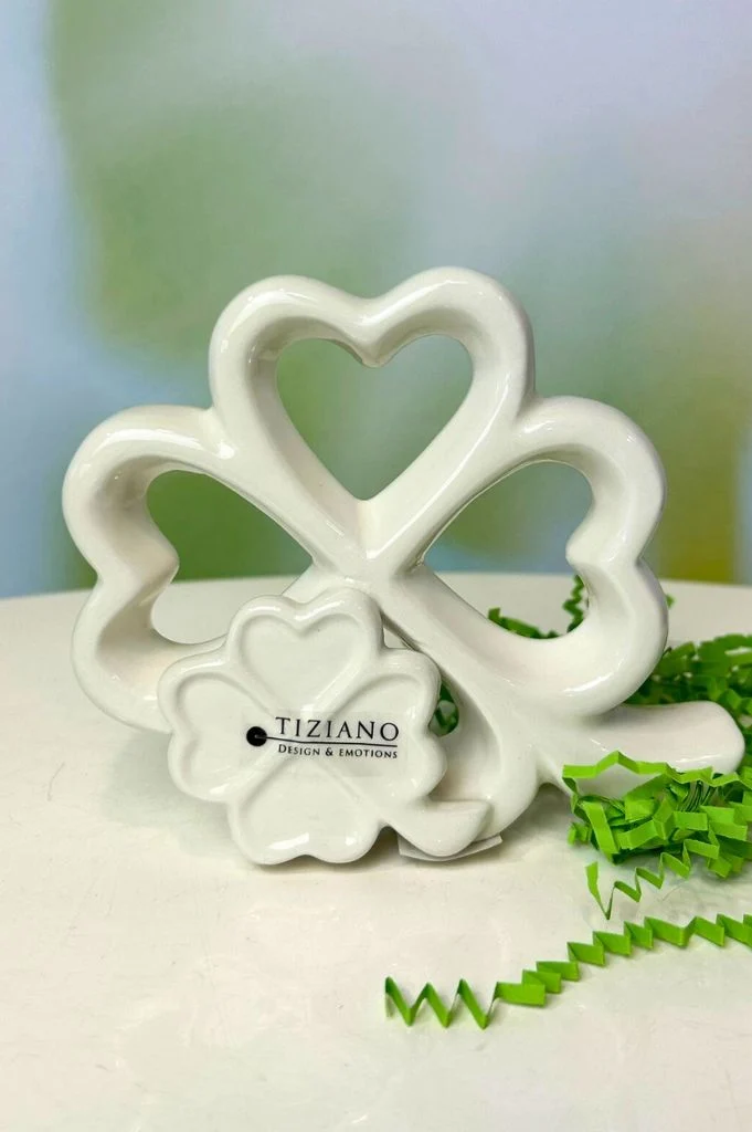 2er Set Doppelglücksblatt Tartano 11,5cm creme-weiß