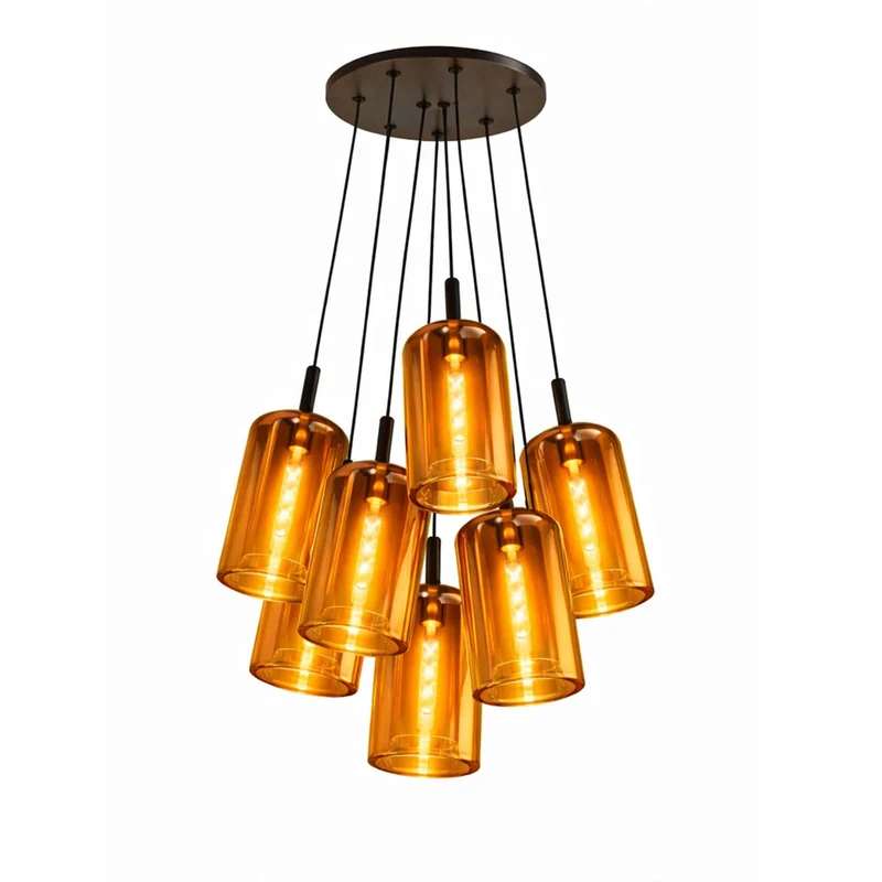 s.luce Cruet Cluster Glas-Pendelleuchte 7-flammig 7x17cm