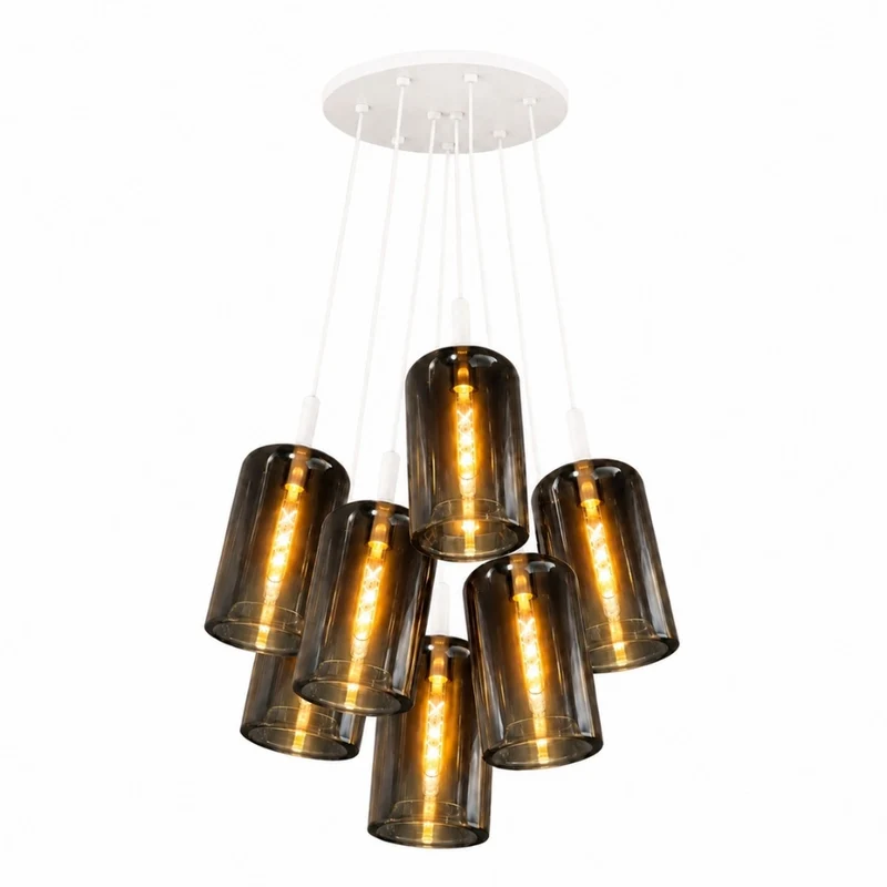 s.luce Cruet Cluster Glas-Pendelleuchte 7-flammig 7x17cm
