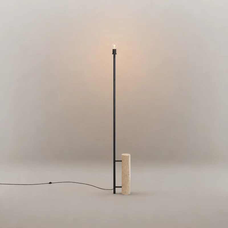 s.luce Echos Stehlampe Travertin-Stein 180cm Schwarz