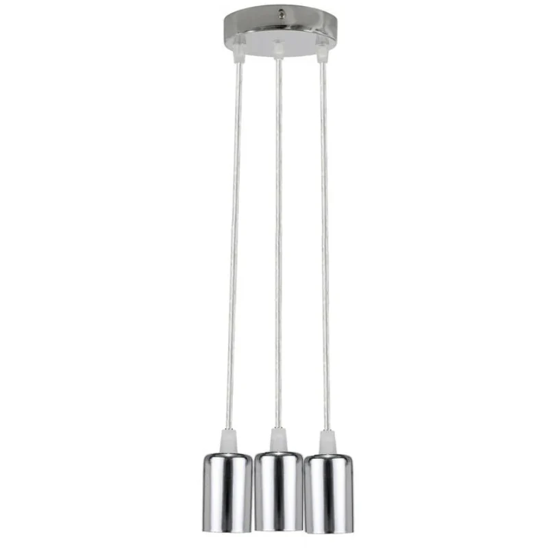 3er-Set Lampenfassungen Chrom, max. 60W E27 Glühbirne~1586