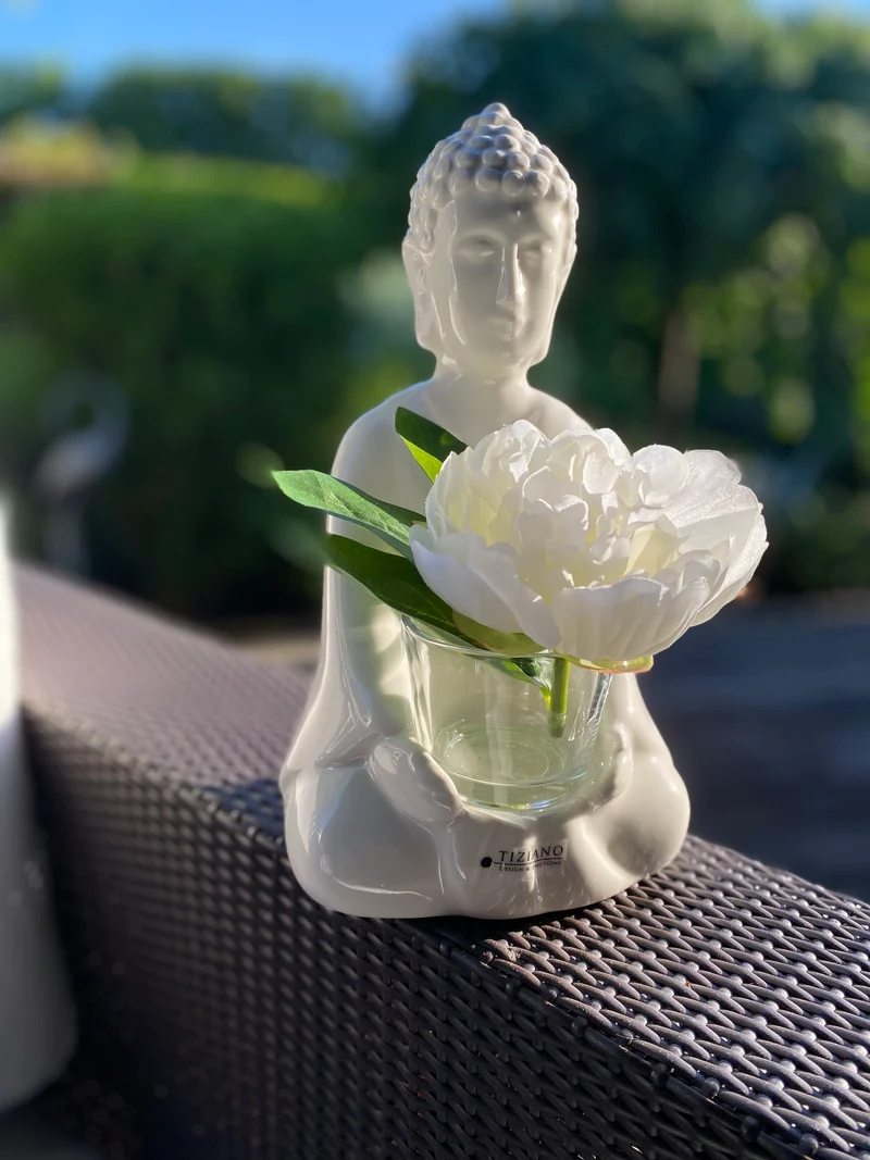 Deko Shiva 26 creme-weiß mit Glaskübel Visco