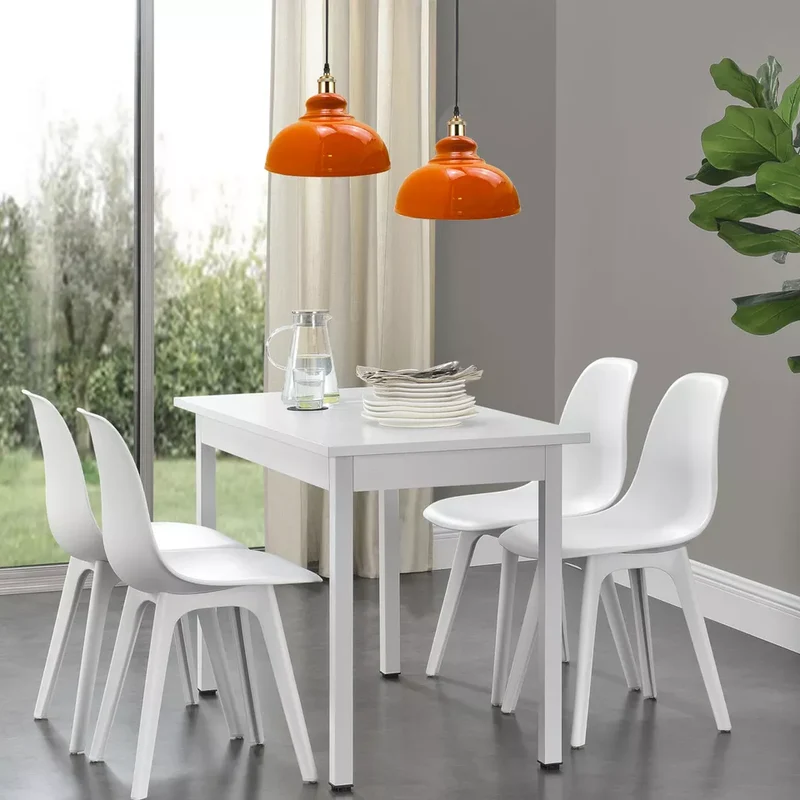 Moderne Pendelleuchte mit orangefarbenem Stoffschirm – E27 ~1569